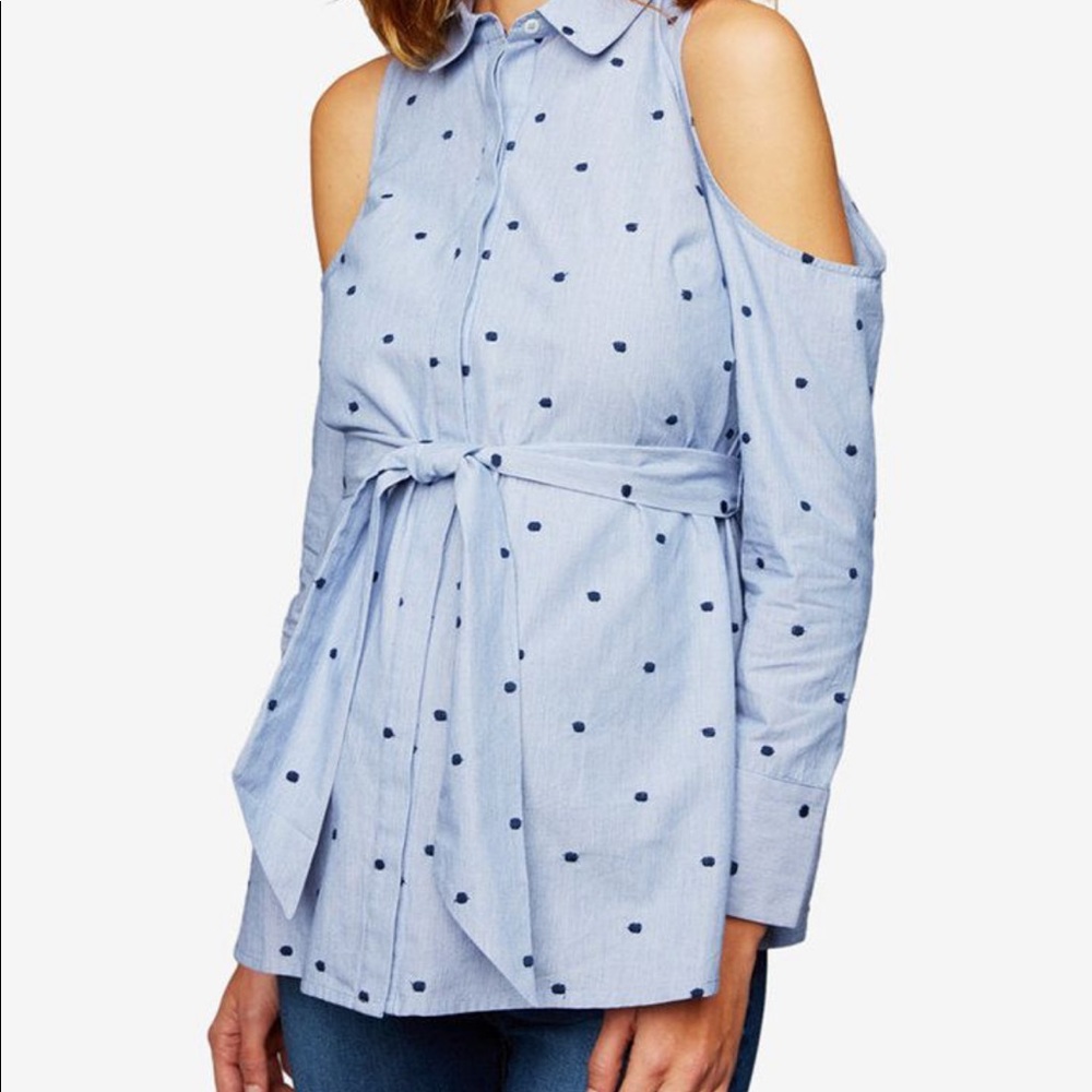 Cold Shoulder Maternity Button Down - image 1
